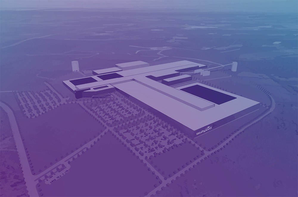 Rendering of Wolfspeed Silicon Carbide Materials manufacturing facility to be located in Chatham County