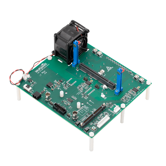 Product shot of Wolfspeed's Half-bridge motherboard for the SpeedVal Kit Modular Evaluation Platform.