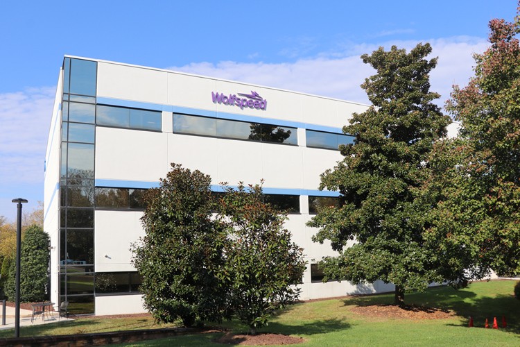 Building 16 at Wolfspeed Headquarters at the Durham, North Carolina campus. 