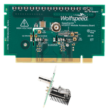 Product shot of Wolfspeed's MOD-PWR-MM, a MOSFET modular accessory board (power daughter card) in a TO-247-4 package designed for Wolfspeed's SpeedVal Kit modular evaluation platform.