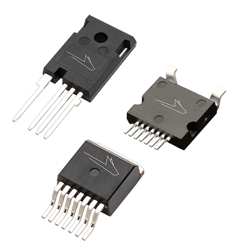 Composite image of three of Wolfspeed's Discrete Silicon Carbide (SiC) MOSFETs in TO-247-4, TO-263-7 XL, & TSC (U2) packages.