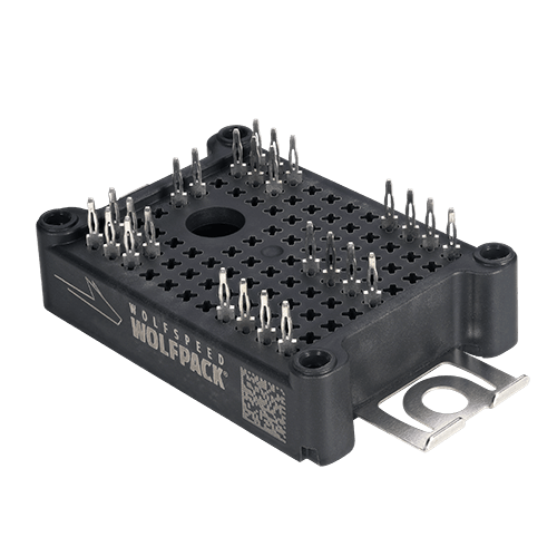Wolfspeed WolfPACK™ silicon carbide power module in the FM4 package which is an industry standard 34 mm press-fit, baseplateless module