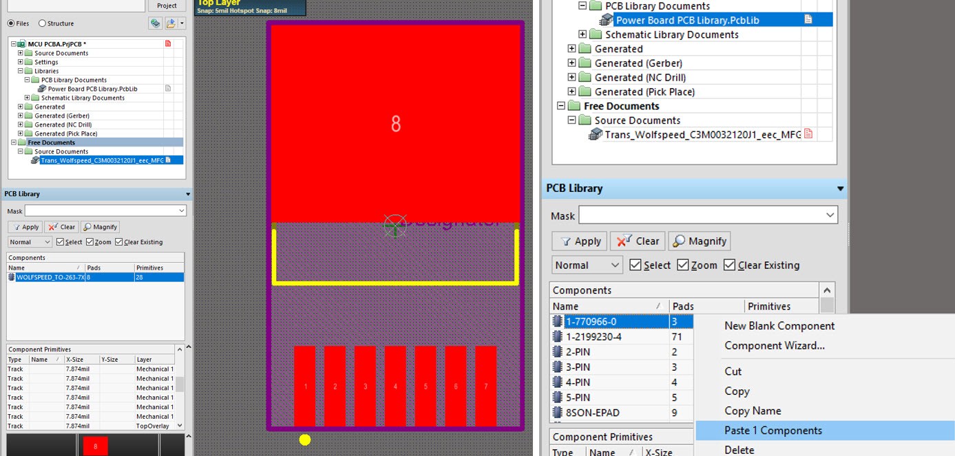 Detailed screenshot of the Altium Designer's Part Search Tool. It shows how to add new parts to the software.