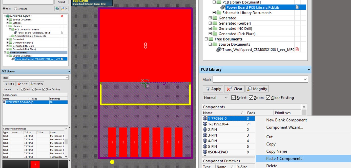 Detailed screenshot of the Altium Designer's Part Search Tool. It shows how to add new parts to the software. 