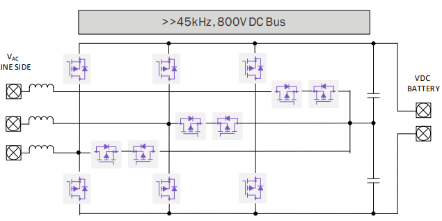 Circuit diagram of a 6 MOSFET bidirectional configuration.