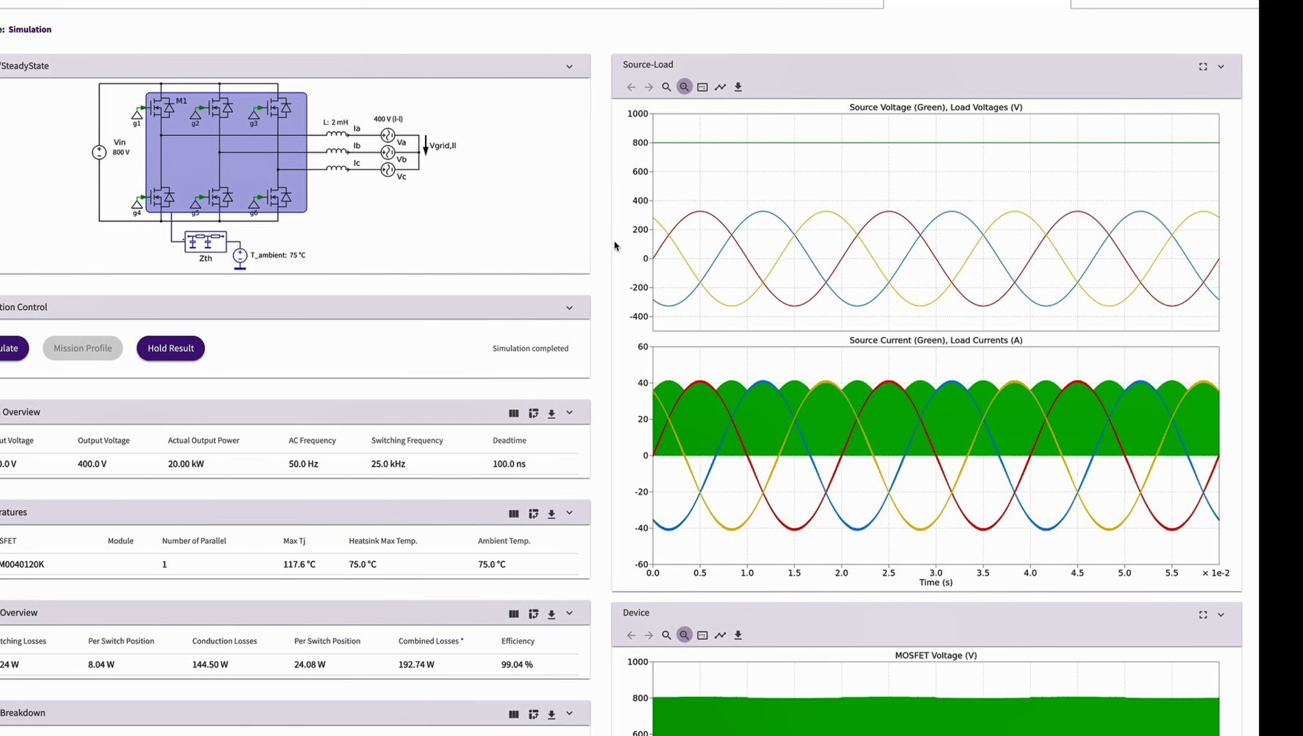Screenshot of the SpeedFit simulator, showing product information and charts.