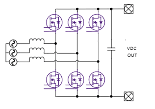Illustrated circuit diagram showing PFC topology.