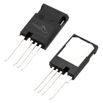 Angled product photo of the front and back of the TO-247-4 package used for Wolfspeed's Discrete Silicon Carbide MOSFETs.