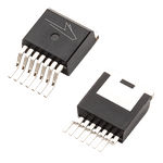 Angled product photo of the front and back of the TO-263-7 package used for Wolfspeed's Discrete Silicon Carbide MOSFETs.