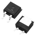 Image that includes both the front and back of the TO-263-2 package used for Wolfspeed's discrete Silicon Carbide power devices including SiC MOSFETs and Schottky diodes.