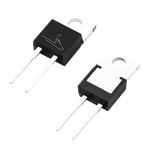 Angled product photo of the front and back of the TO-220-2 package used for Wolfspeed's Discrete Silicon Carbide MOSFETs.