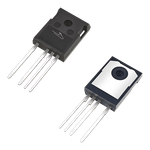 Composite image of the front and back sides of a Wolfspeed discrete Silicon Carbide (SiC) MOSFET in a TO-247-4 LP package