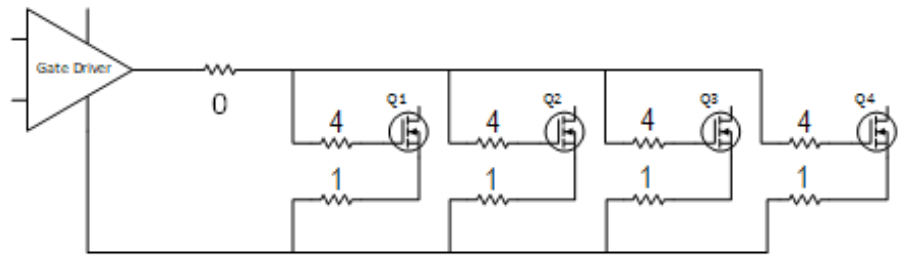 Circuit diagram showing a MOSFET with added gate and source resistors.