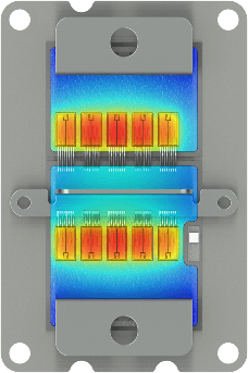 Thermal analysis against a light gray metal plate background.