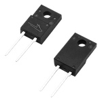 Angled product photo of the front and back of the TO-220-F2 package used for Wolfspeed's Discrete Silicon Carbide MOSFETs.