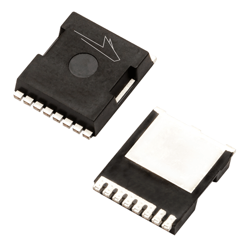 Angled product photo of the front and back of the TO-LL package used for Wolfspeed's Discrete Silicon Carbide MOSFETs.