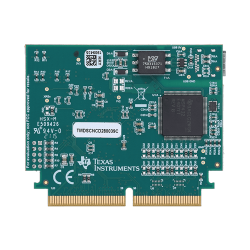 Product shot of Texas Instruments' TMDSCNCD280039C control card that can be used in Wolfspeed's SpeedVal Kit modular evaluation platform.